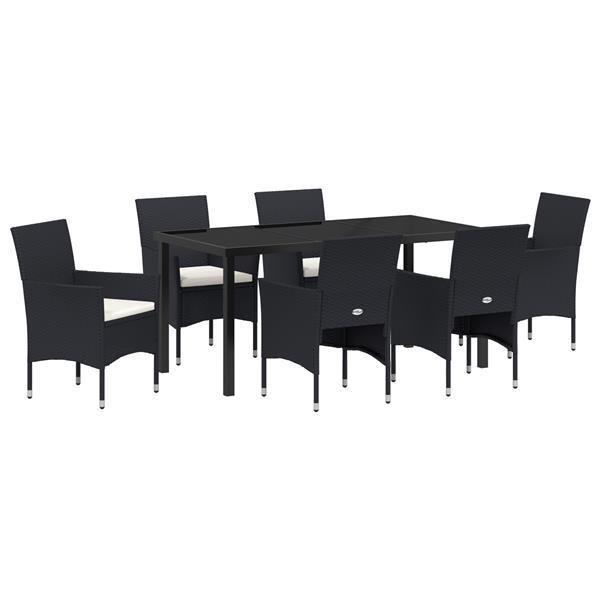 Grote foto vidaxl 7 delige tuinset zwart poly rattan tuin en terras tuinmeubelen