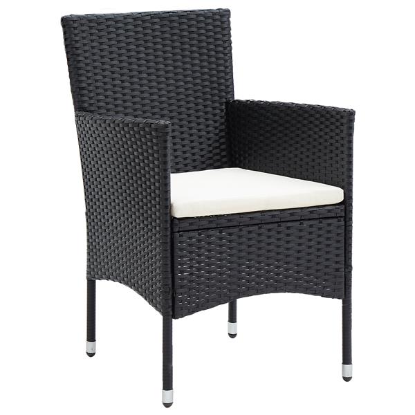 Grote foto vidaxl 7 delige tuinset zwart poly rattan tuin en terras tuinmeubelen