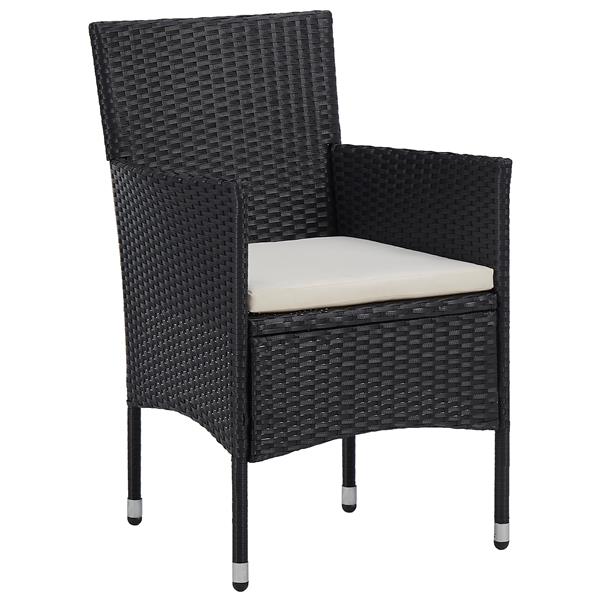 Grote foto vidaxl 3 delige tuinset eettafel en stoelen zwart poly rattan tuin en terras tuinmeubelen