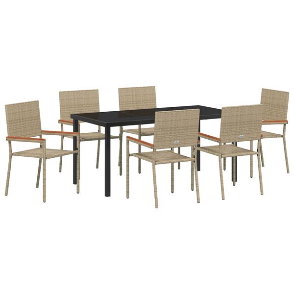 Grote foto vidaxl 7 delige tuinset beige poly rattan tuin en terras tuinmeubelen
