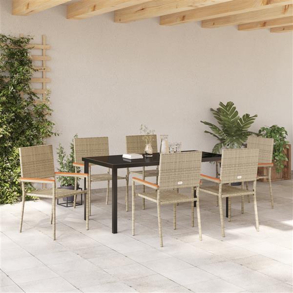 Grote foto vidaxl 7 delige tuinset beige poly rattan tuin en terras tuinmeubelen