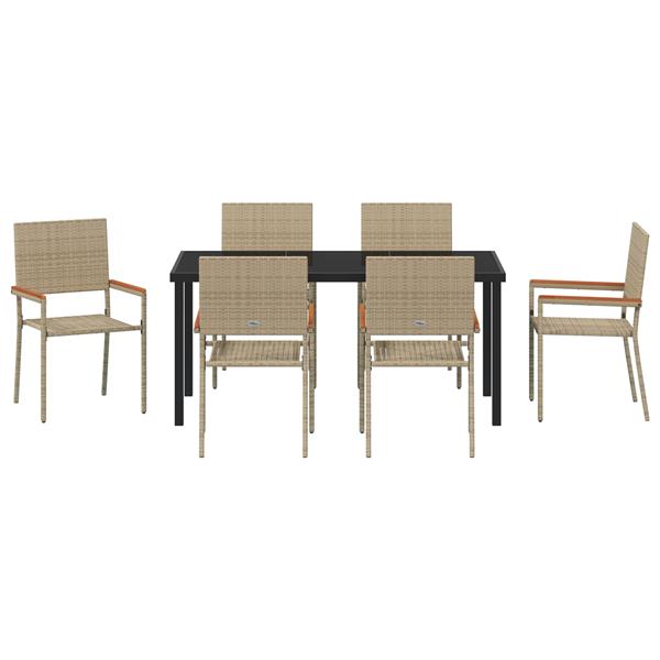 Grote foto vidaxl 7 delige tuinset beige poly rattan tuin en terras tuinmeubelen