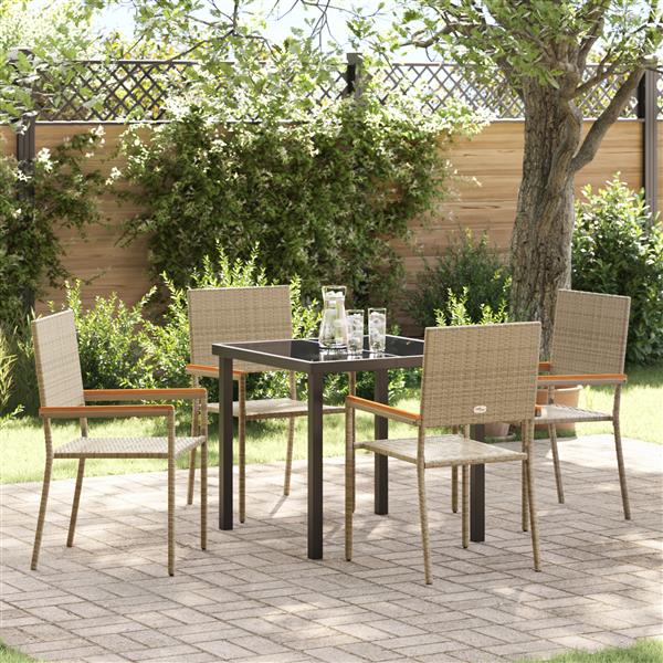 Grote foto vidaxl 5 delige tuinset in beige poly rattan tuin en terras tuinmeubelen