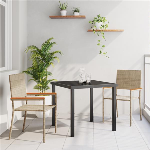Grote foto vidaxl 3 delige tuinset beige poly rattan tuin en terras tuinmeubelen