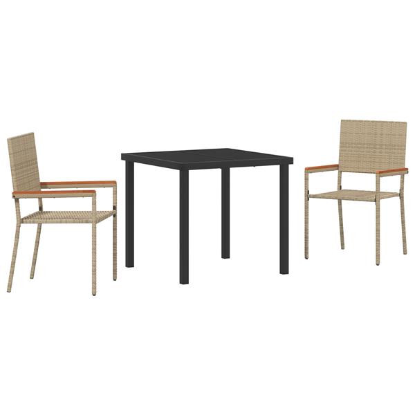 Grote foto vidaxl 3 delige tuinset beige poly rattan tuin en terras tuinmeubelen