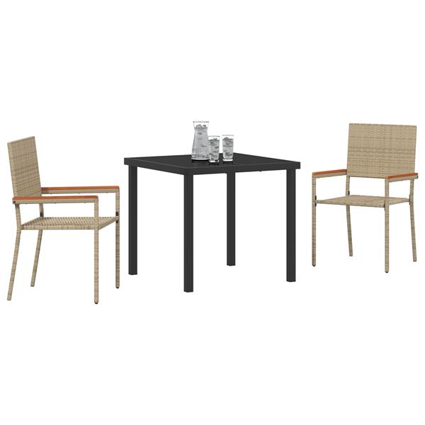 Grote foto vidaxl 3 delige tuinset beige poly rattan tuin en terras tuinmeubelen