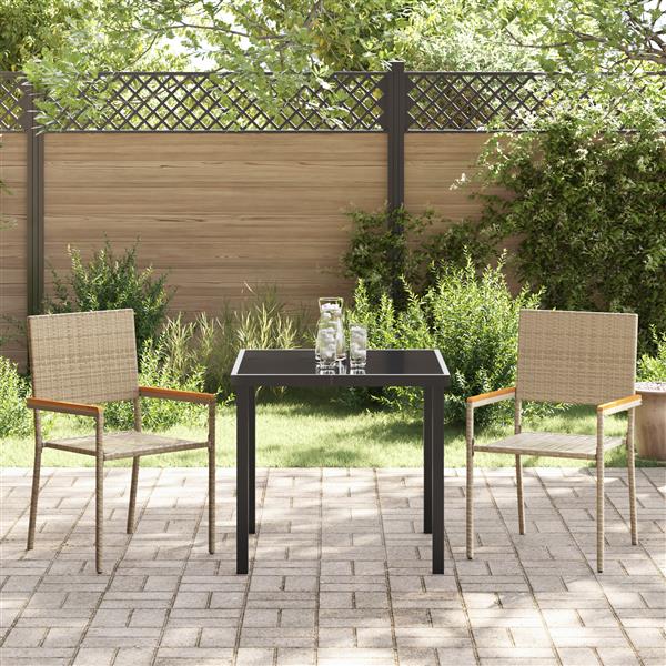 Grote foto vidaxl 3 delige tuinset beige poly rattan tuin en terras tuinmeubelen