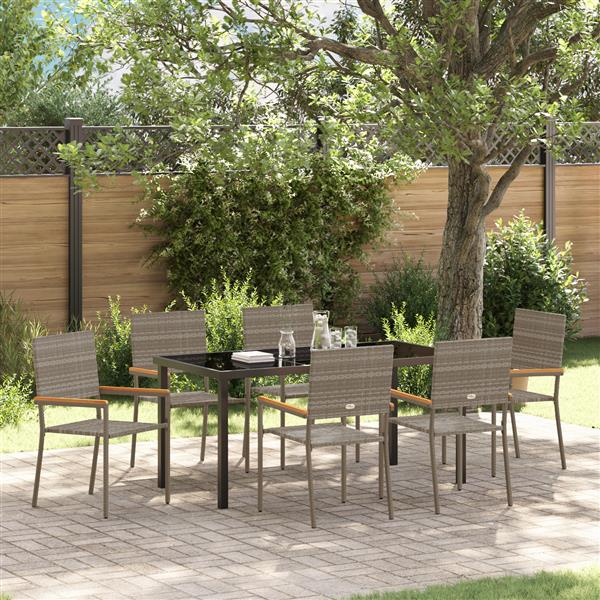 Grote foto vidaxl 7 delige tuinset grijs poly rattan tuin en terras tuinmeubelen