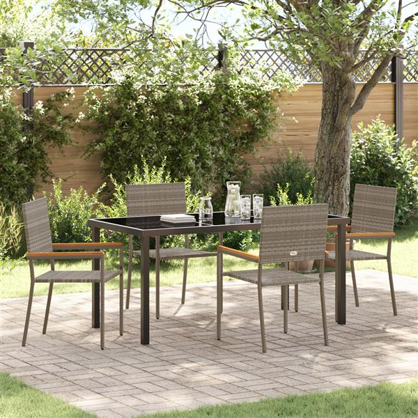 Grote foto vidaxl 5 delige tuin eetset grijs poly rattan tuin en terras tuinmeubelen