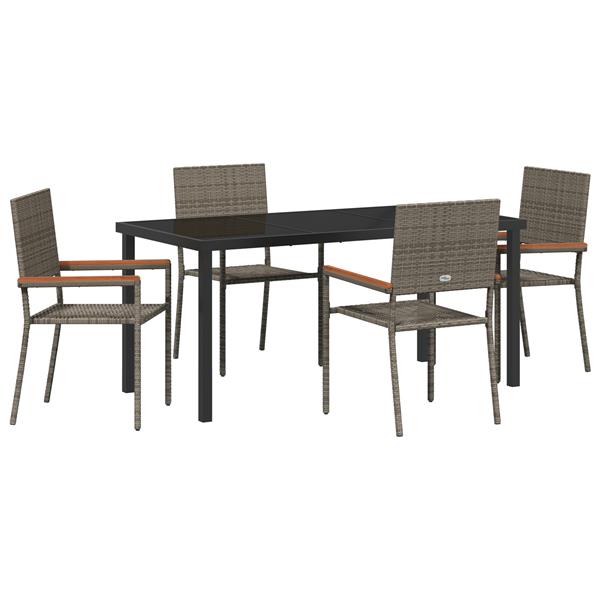 Grote foto vidaxl 5 delige tuin eetset grijs poly rattan tuin en terras tuinmeubelen