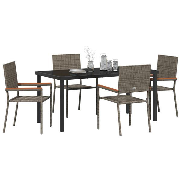 Grote foto vidaxl 5 delige tuin eetset grijs poly rattan tuin en terras tuinmeubelen