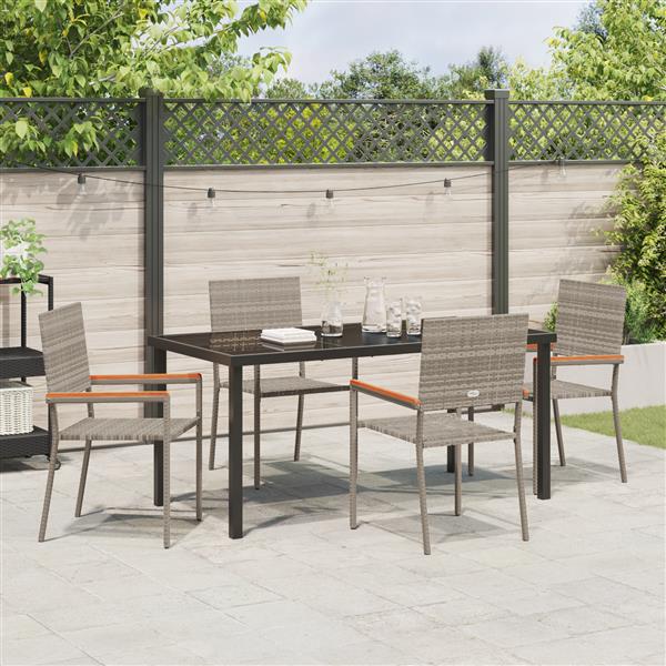 Grote foto vidaxl 5 delige tuin eetset grijs poly rattan tuin en terras tuinmeubelen