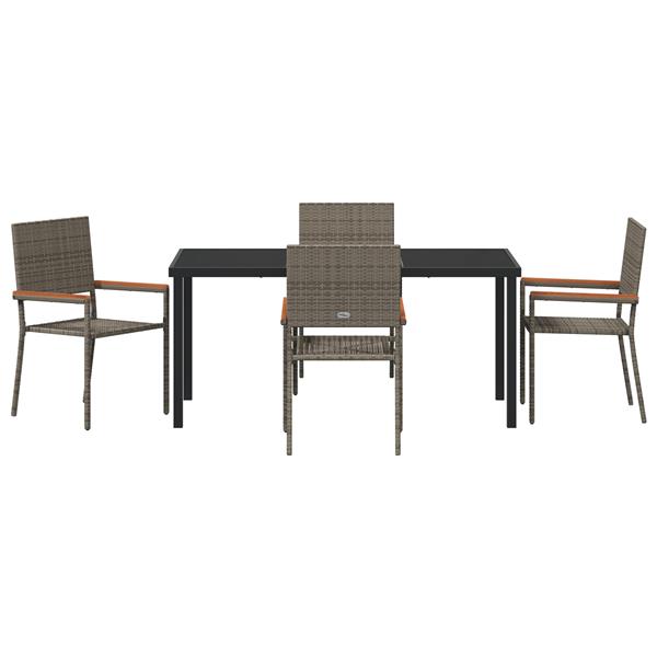 Grote foto vidaxl 5 delige tuin eetset grijs poly rattan tuin en terras tuinmeubelen