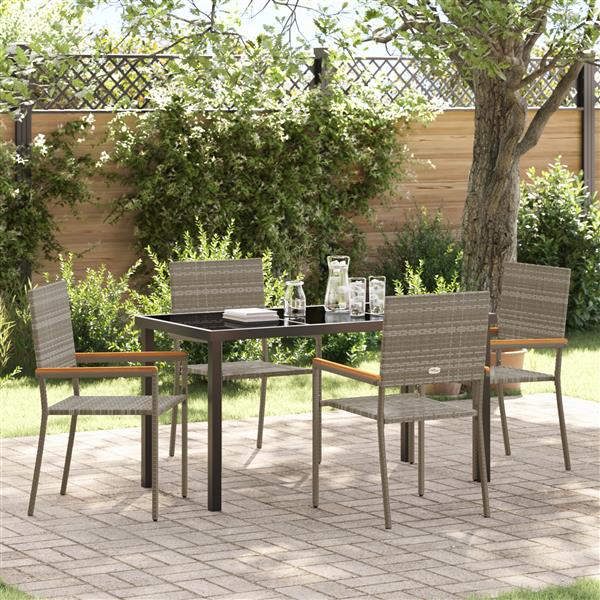 Grote foto vidaxl 5 delige tuinset grijs poly rattan tuin en terras tuinmeubelen