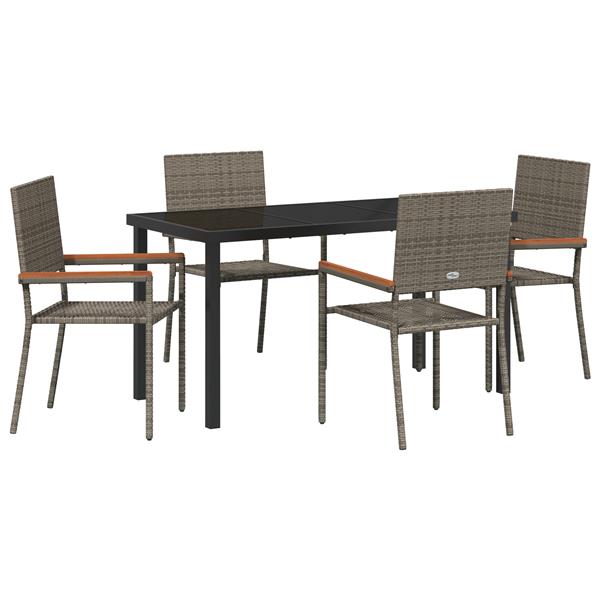 Grote foto vidaxl 5 delige tuinset grijs poly rattan tuin en terras tuinmeubelen