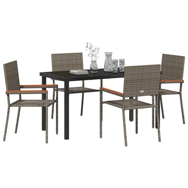 Grote foto vidaxl 5 delige tuinset grijs poly rattan tuin en terras tuinmeubelen