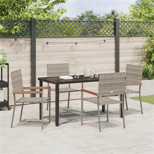 Grote foto vidaxl 5 delige tuinset grijs poly rattan tuin en terras tuinmeubelen