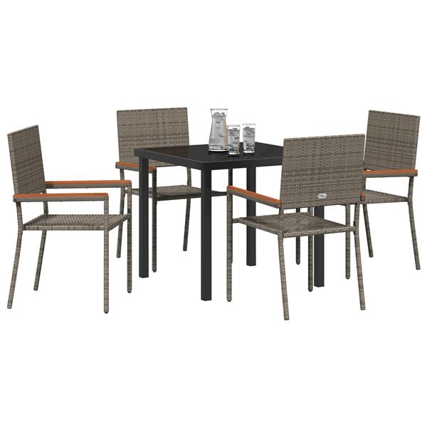 Grote foto vidaxl 5 delige tuinset grijs poly rattan tuin en terras tuinmeubelen