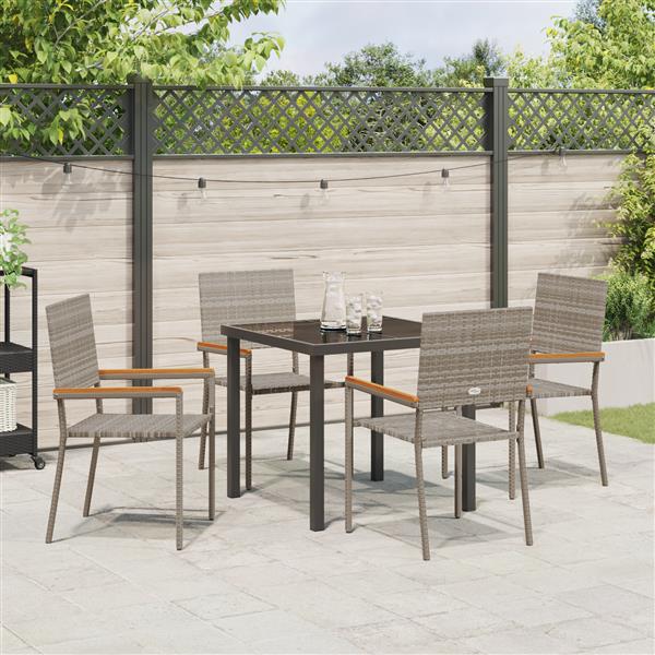 Grote foto vidaxl 5 delige tuinset grijs poly rattan tuin en terras tuinmeubelen