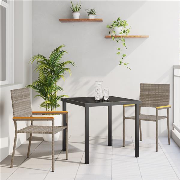 Grote foto vidaxl 3 delige tuinset grijs poly riet tuin en terras tuinmeubelen