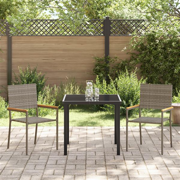 Grote foto vidaxl 3 delige tuinset grijs poly riet tuin en terras tuinmeubelen
