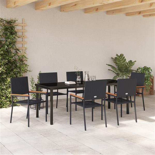 Grote foto vidaxl 7 delige tuinset zwart poly rattan tuin en terras tuinmeubelen