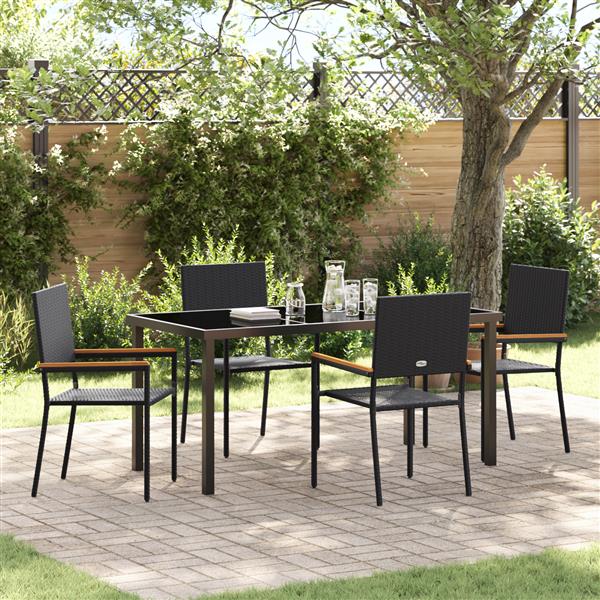 Grote foto vidaxl 5 delige tuinset zwart poly rattan tuin en terras tuinmeubelen