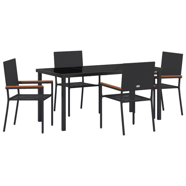 Grote foto vidaxl 5 delige tuinset zwart poly rattan tuin en terras tuinmeubelen