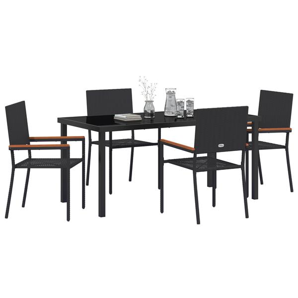 Grote foto vidaxl 5 delige tuinset zwart poly rattan tuin en terras tuinmeubelen