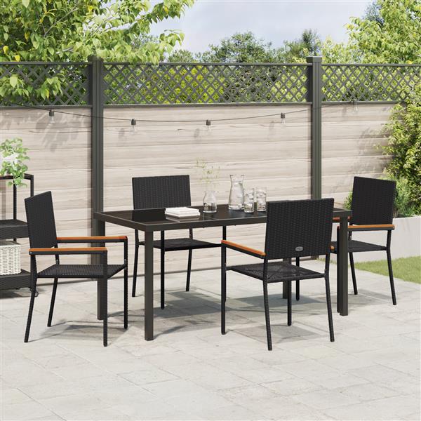 Grote foto vidaxl 5 delige tuinset zwart poly rattan tuin en terras tuinmeubelen