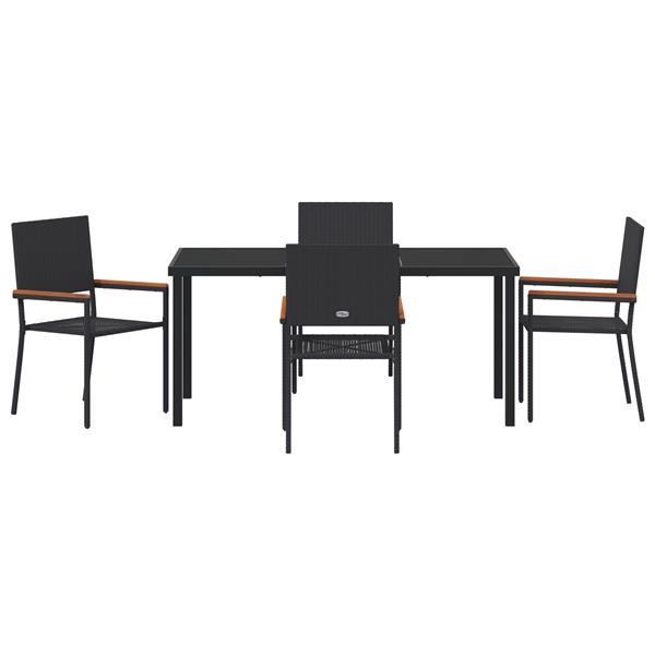 Grote foto vidaxl 5 delige tuinset zwart poly rattan tuin en terras tuinmeubelen