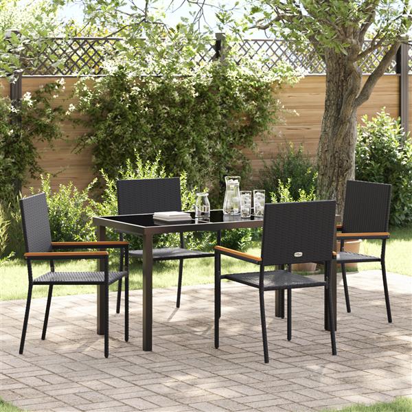Grote foto vidaxl 5 delige tuin eettafel set zwart poly rattan tuin en terras tuinmeubelen