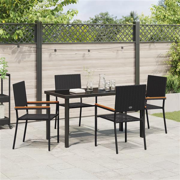 Grote foto vidaxl 5 delige tuin eettafel set zwart poly rattan tuin en terras tuinmeubelen