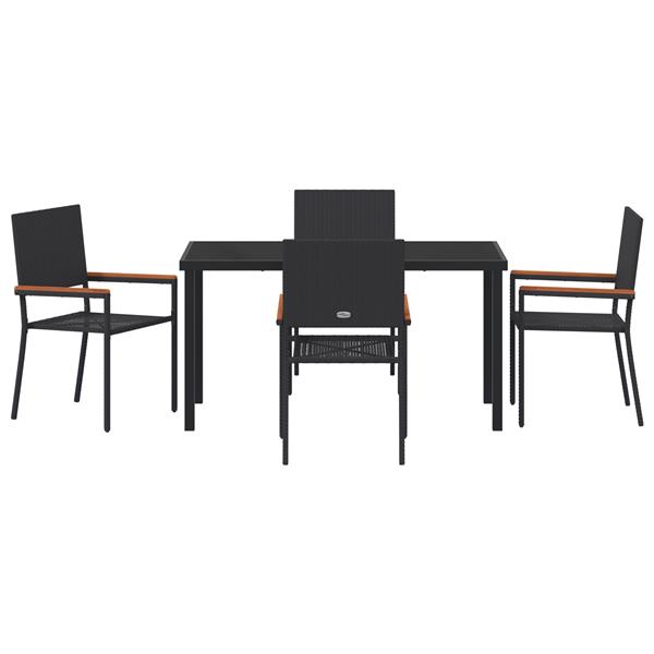 Grote foto vidaxl 5 delige tuin eettafel set zwart poly rattan tuin en terras tuinmeubelen