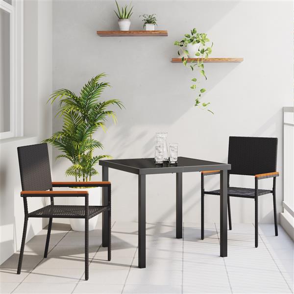 Grote foto vidaxl 3 delige tuinset zwart poly rattan tuin en terras tuinmeubelen