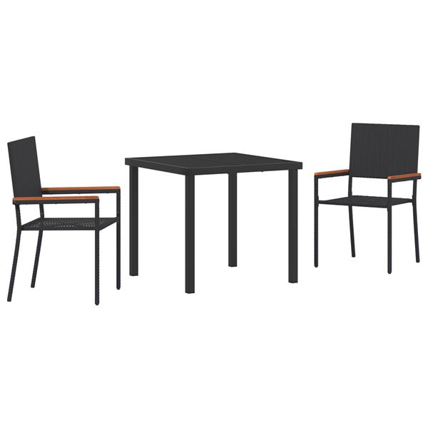 Grote foto vidaxl 3 delige tuinset zwart poly rattan tuin en terras tuinmeubelen