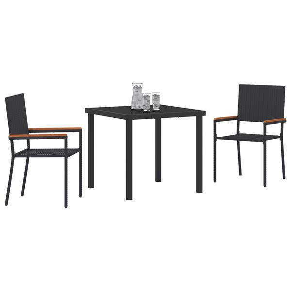 Grote foto vidaxl 3 delige tuinset zwart poly rattan tuin en terras tuinmeubelen