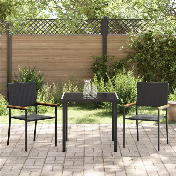 Grote foto vidaxl 3 delige tuinset zwart poly rattan tuin en terras tuinmeubelen