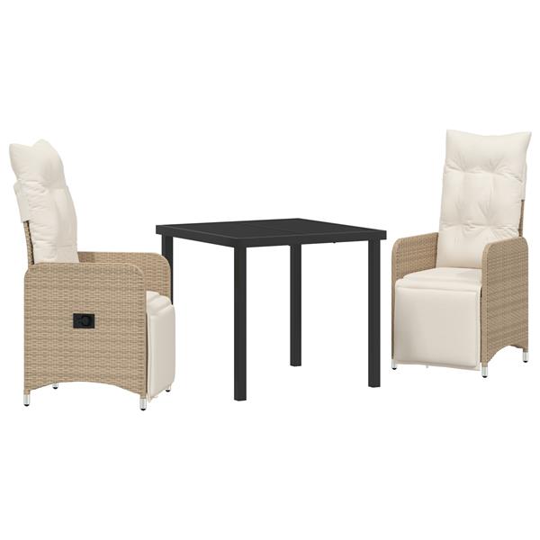 Grote foto vidaxl 3 delige tuinset met kussens in beige poly rattan tuin en terras tuinmeubelen