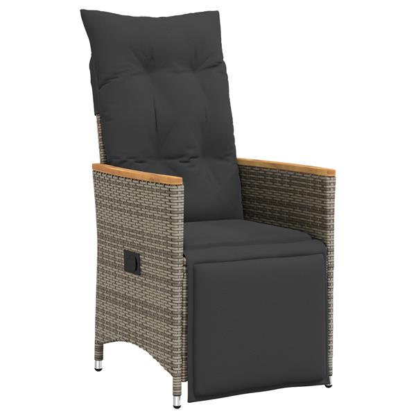 Grote foto vidaxl 3 delige tuin eetset met kussens grijs poly rattan tuin en terras tuinmeubelen