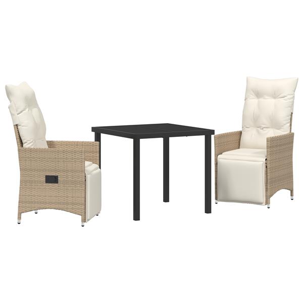 Grote foto vidaxl 3 delige tuinset met kussens voor buiten beige poly rattan tuin en terras tuinmeubelen