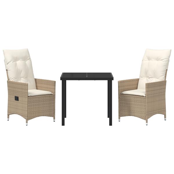 Grote foto vidaxl 3 delige tuinset met kussens in beige poly rattan tuin en terras tuinmeubelen