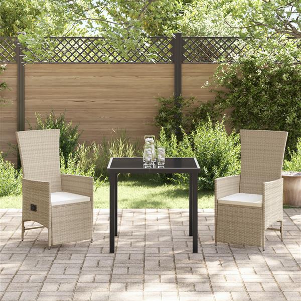 Grote foto vidaxl 3 delige tuinset met kussens in beige poly rattan tuin en terras tuinmeubelen