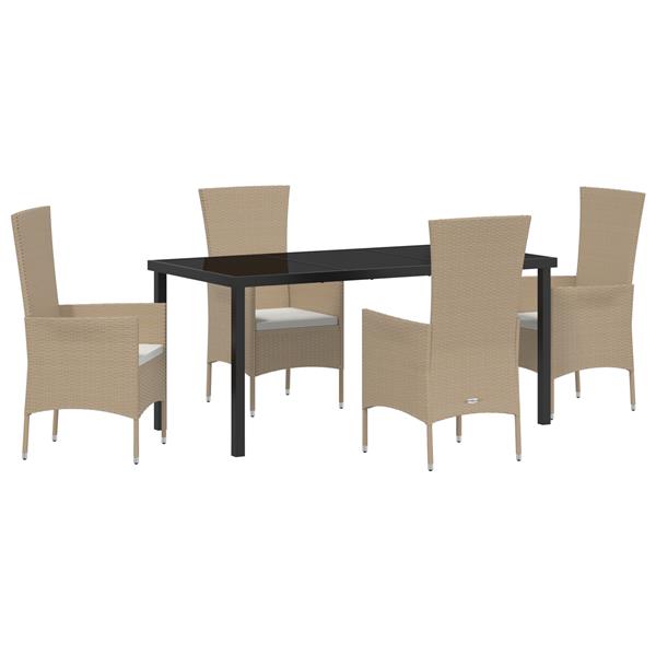 Grote foto vidaxl 5 delige tuinset met kussens poly rattan beige tuin en terras tuinmeubelen