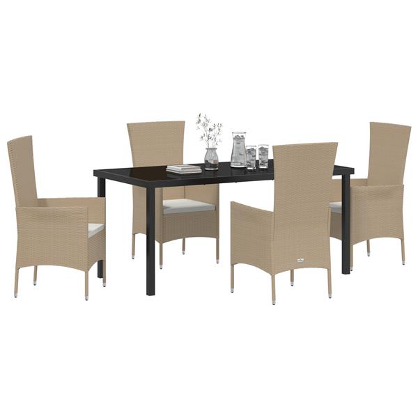 Grote foto vidaxl 5 delige tuinset met kussens poly rattan beige tuin en terras tuinmeubelen