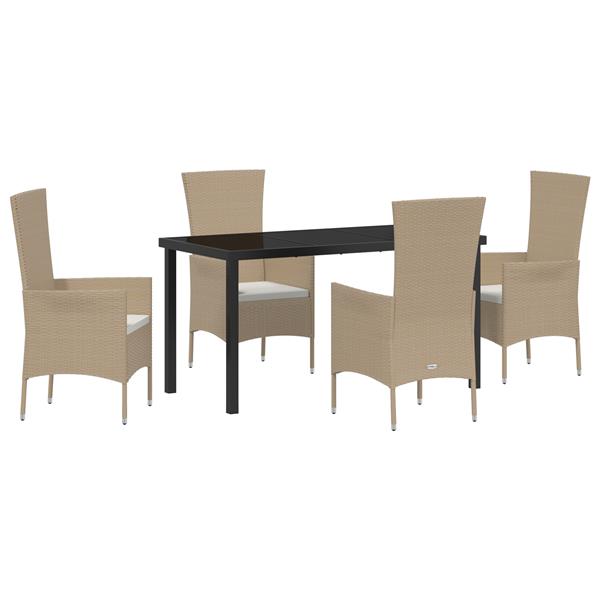 Grote foto vidaxl 5 delige tuinset met kussens poly rattan beige tuin en terras tuinmeubelen