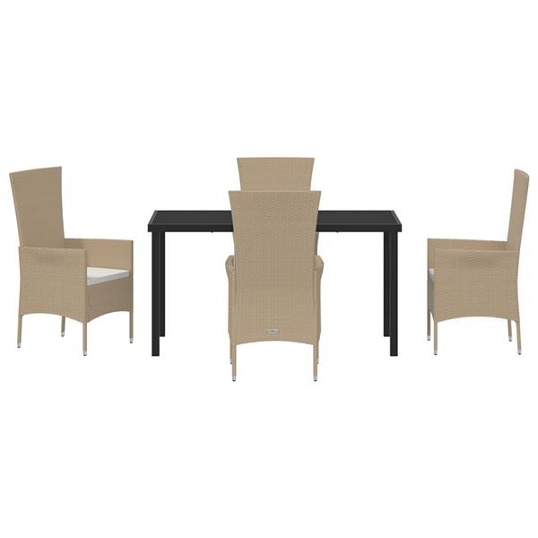 Grote foto vidaxl 5 delige tuinset met kussens poly rattan beige tuin en terras tuinmeubelen
