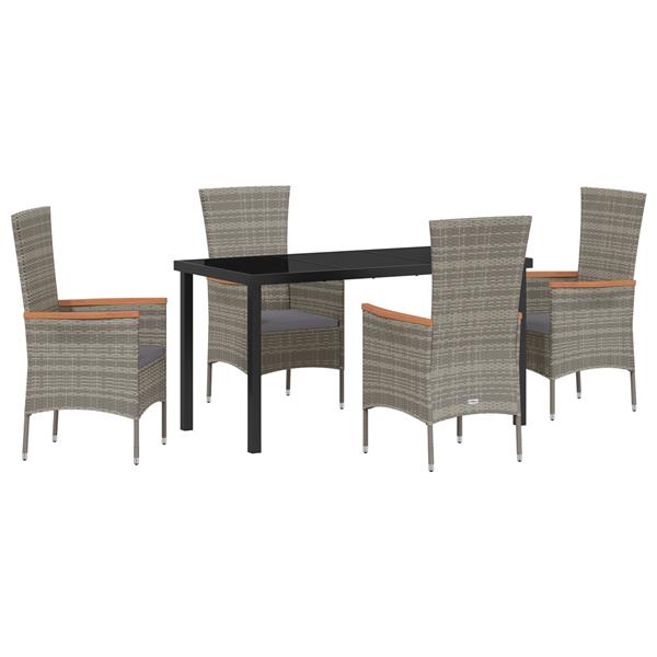 Grote foto vidaxl 5 delige tuinset met kussens grijs poly rattan tuin en terras tuinmeubelen
