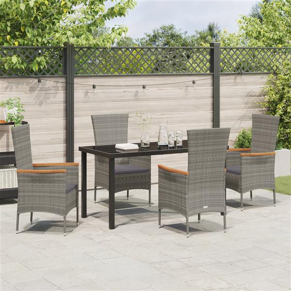 Grote foto vidaxl 5 delige tuinset met kussens grijs poly rattan tuin en terras tuinmeubelen