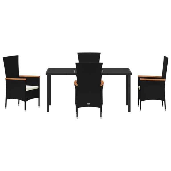 Grote foto vidaxl 5 delige tuinset met kussens zwart poly rattan tuin en terras tuinmeubelen